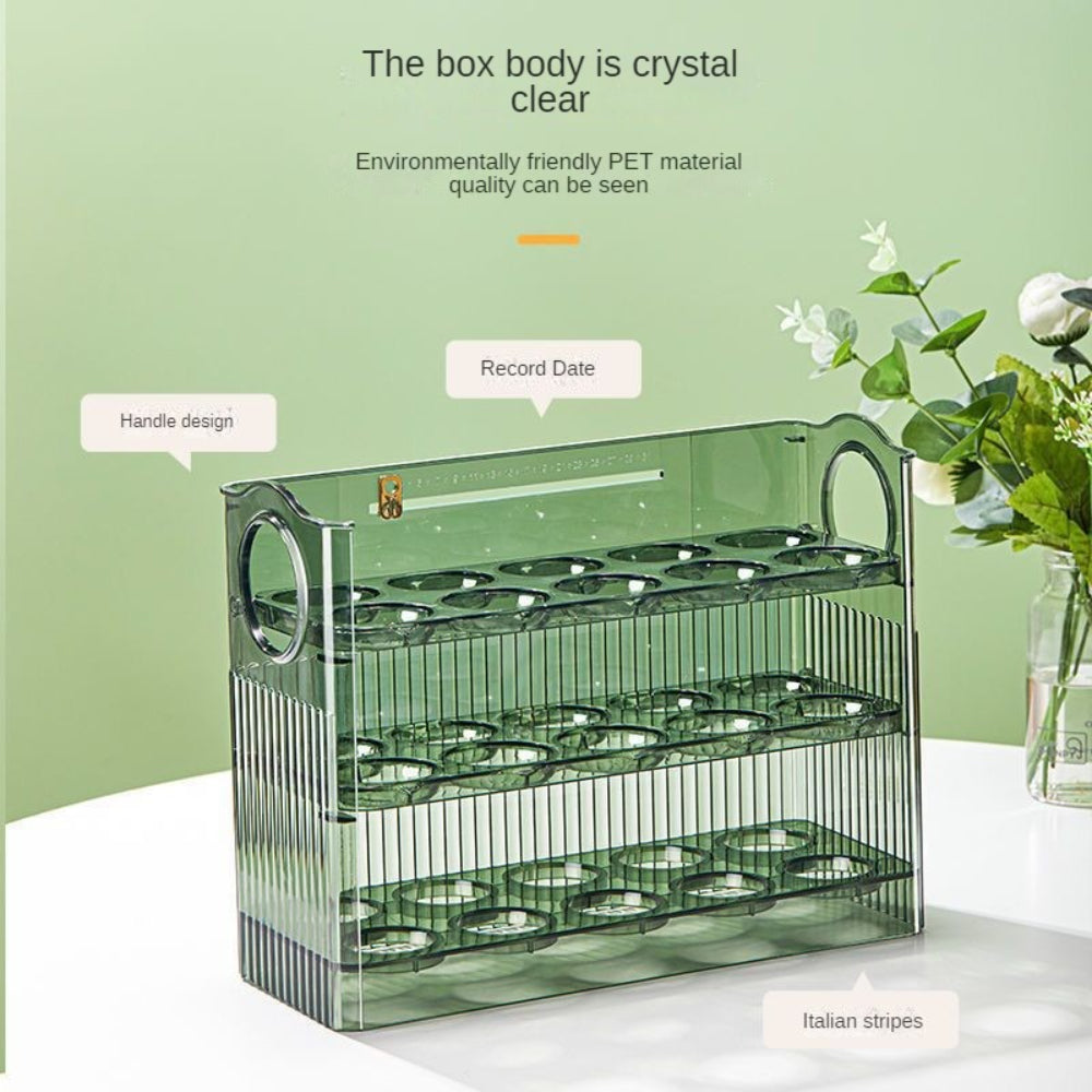 Egg Storage Box Refrigerator Side Door Storage Box Fresh-keeping Box Food Grade Flip Egg Box Kitchen Organizer Box Tray