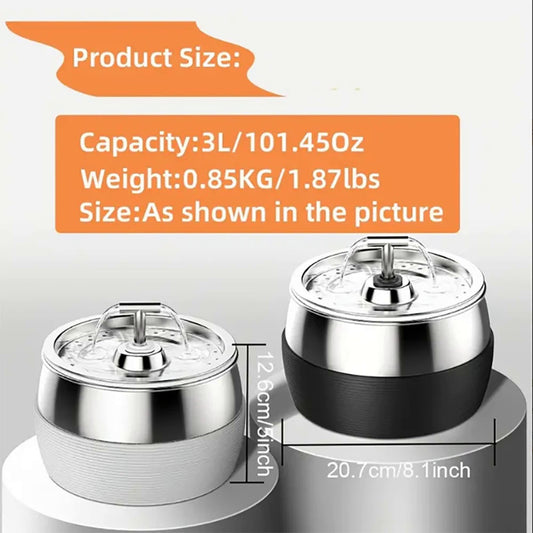3L USB Auto Stainless Steel Cat Fountain 102 oz Pet Water Dispenser Filter with Faucet Automatic Water Feeder for Cats Dogs Rabbits