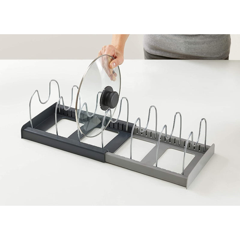 7 Dividers Stainless Steel Kitchen Pot Lid Holder Expandable Pan Organizer Rack Drawer Type Adjustable Utensils Organizer