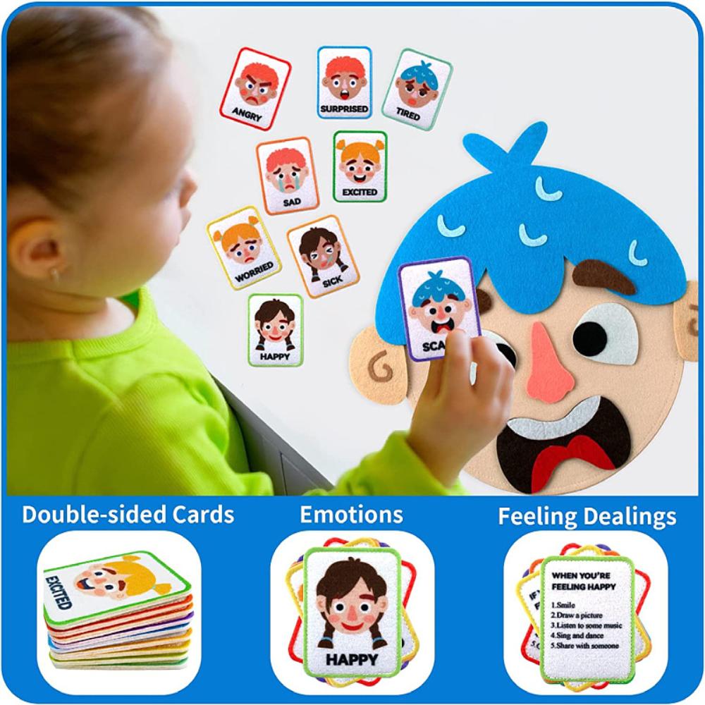 Kids Social Emotional Learning Busy Board with Emotion Cards for Faces Games Preschool Learning Sensory Autism Improving