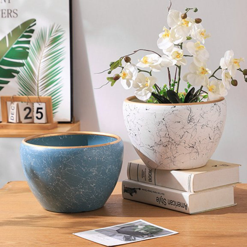 Extra Large Nordic Ceramic Flower Pot Light Luxury Planter for Living Room Fortune Tree Green Plants Extra Wide Diameter High-End Home Decor Vase