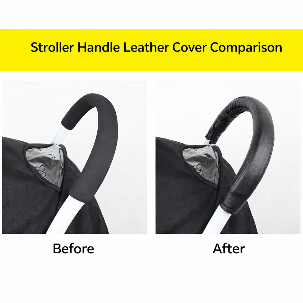 Premium Leather Stroller Handle Cover for Babyzen YOYO2 YOYO3 YOYO+ & Stokke, Anti-Peel Pram Handle Protector Sleeve, Soft Grip Cover Accessory