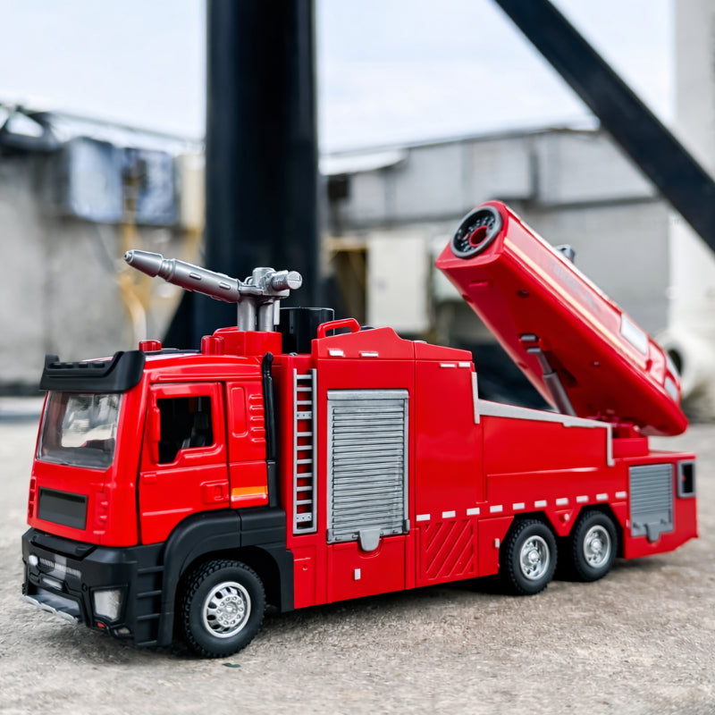 Kids Alloy Fire Truck Toy with Water Spray, Ladder Rescue Engineering Truck, Sprinkler Fire Engine Vehicle for Boys Gifts & Pretend Play