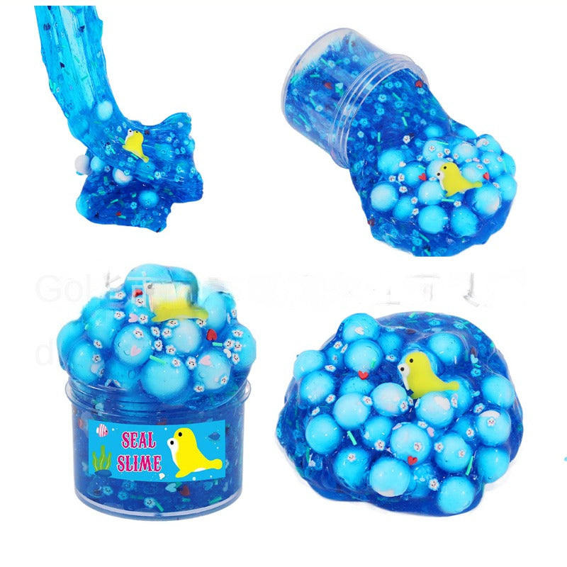 5 Pack 60ml Non-Sticky Soft Jelly Crunchy Slime Kit Toy Ocean Kit Crystal Glue Color Mud Decompression Toy Set