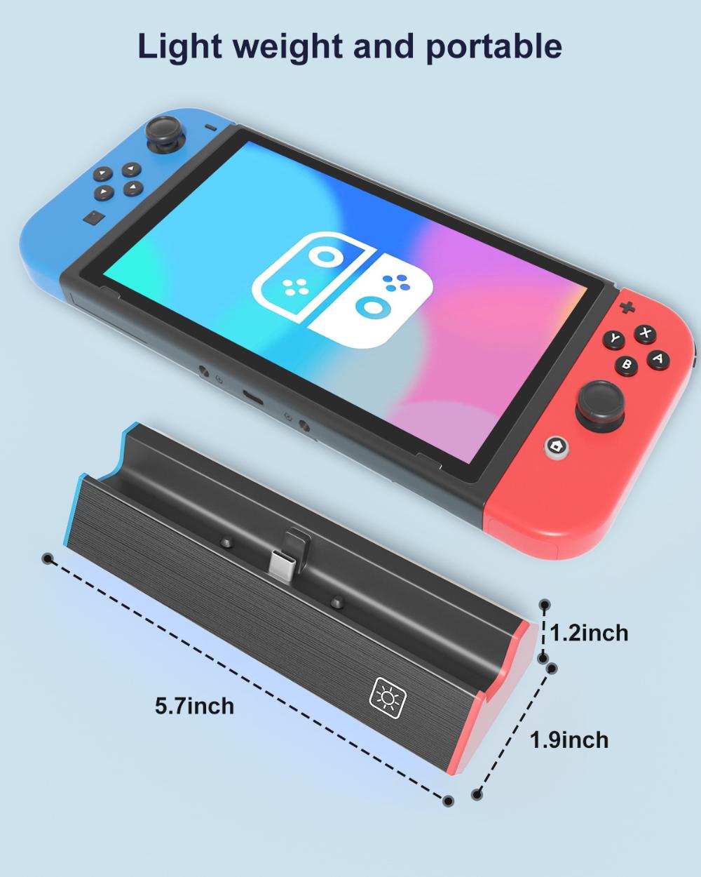 TV Docking Station for Switch/ Switch OLED/ Switch 2, Portable Charging Dock Station Base Multi-Port