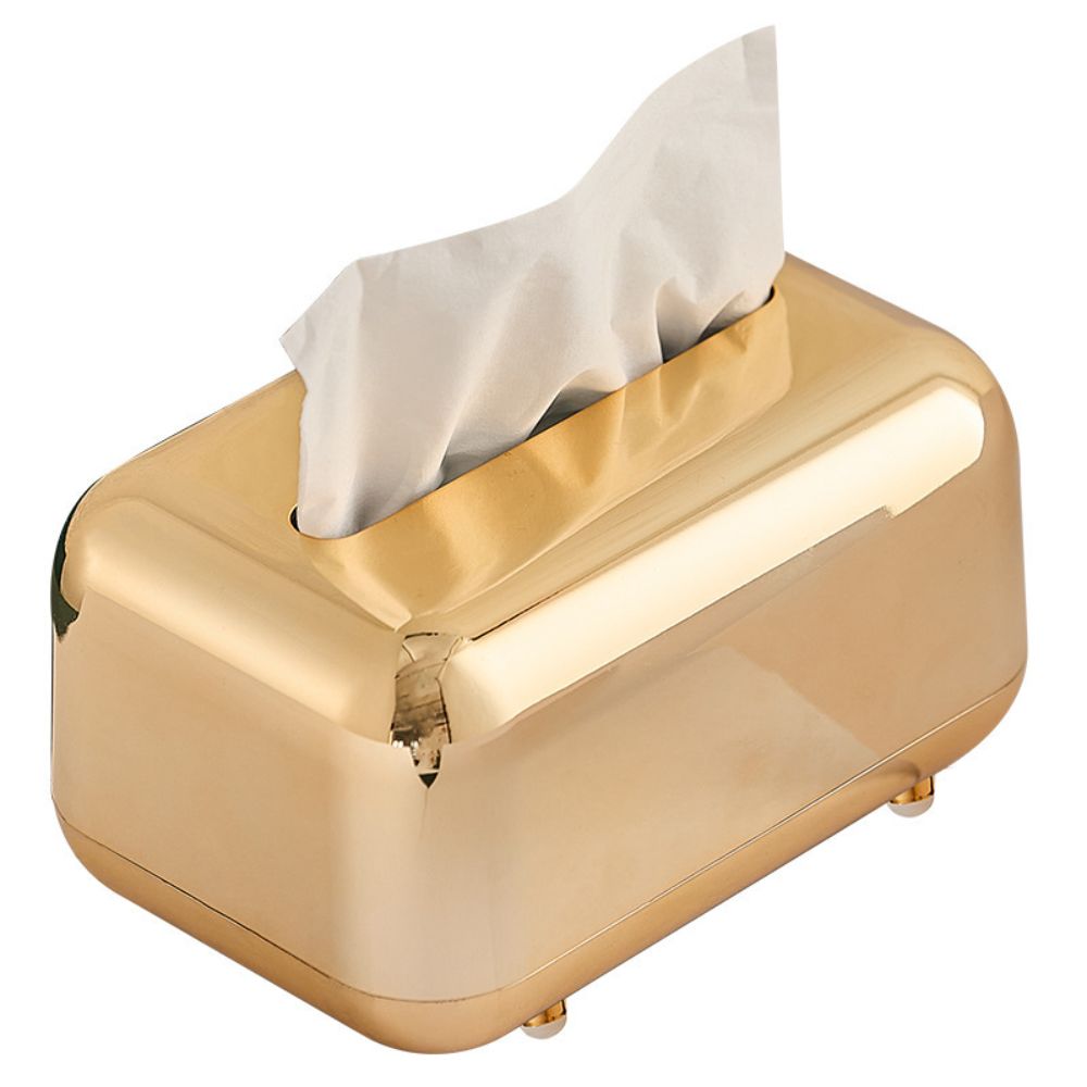 Luxurious Elegant Metallic Gold Silver Tissue Box Tabletop Napkin Holder For Home And Office Convenient Usage Organizer