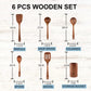6-Piece Teak Wood Kitchen Utensil Set – Wooden Spatula & Cooking Tools, Durable Natural Cooking Utensils for Kitchen Use