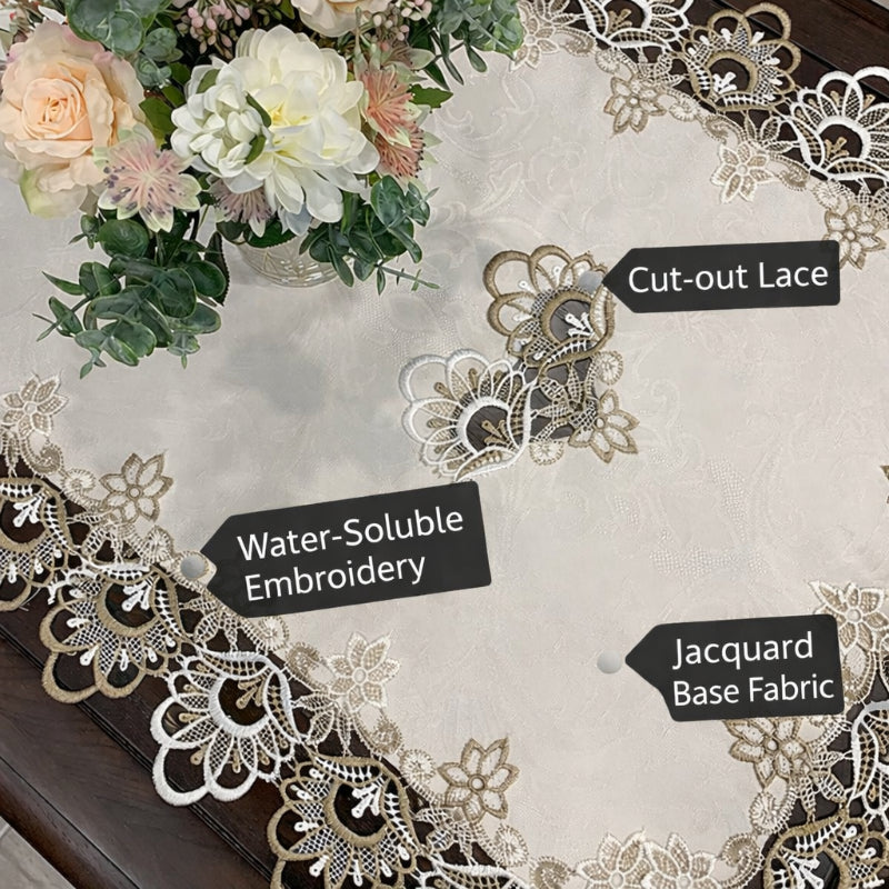 European Style Rectangular Coffee Table Mat Tablecloth Solid Color Fabric Lace Desk Cover Cloth Anti-Dust