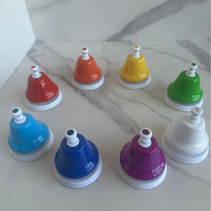 Desk Bells, 8 Notes Diatonic Metal Hand Bells, Rainbow Music Bells, Musical Learning Teaching Percussion Instrument