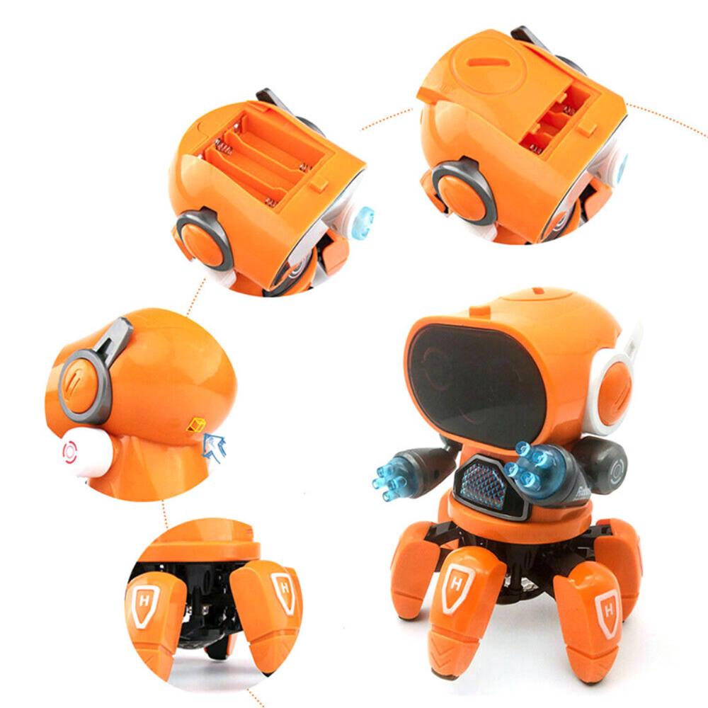 Dancing electric six claw fish steel robot light music toy remote control toy for children kids robot toy