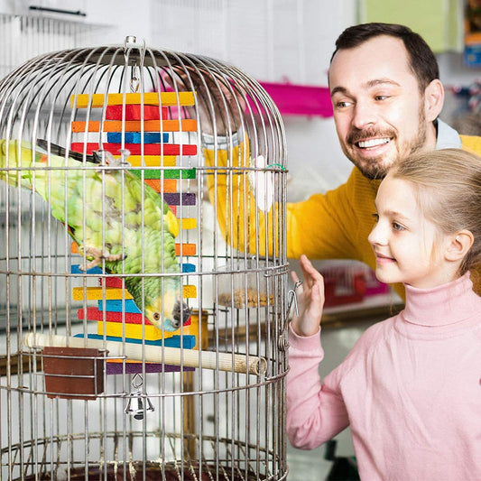 2Pcs Bird Parrot Bell Building Block Hanging Cage Bite-resistant Climb Chew Toy Pet Climbing Bite Resistant Toys