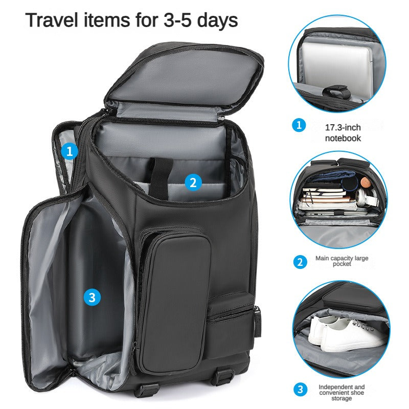 Travel Backpack Men 17.3-inch Laptop Backpack Multifunctional Fitness Sports Backpack Badminton Racket Bag Waterproof Large-Capacity College Student School Bag with Shoe Warehouse