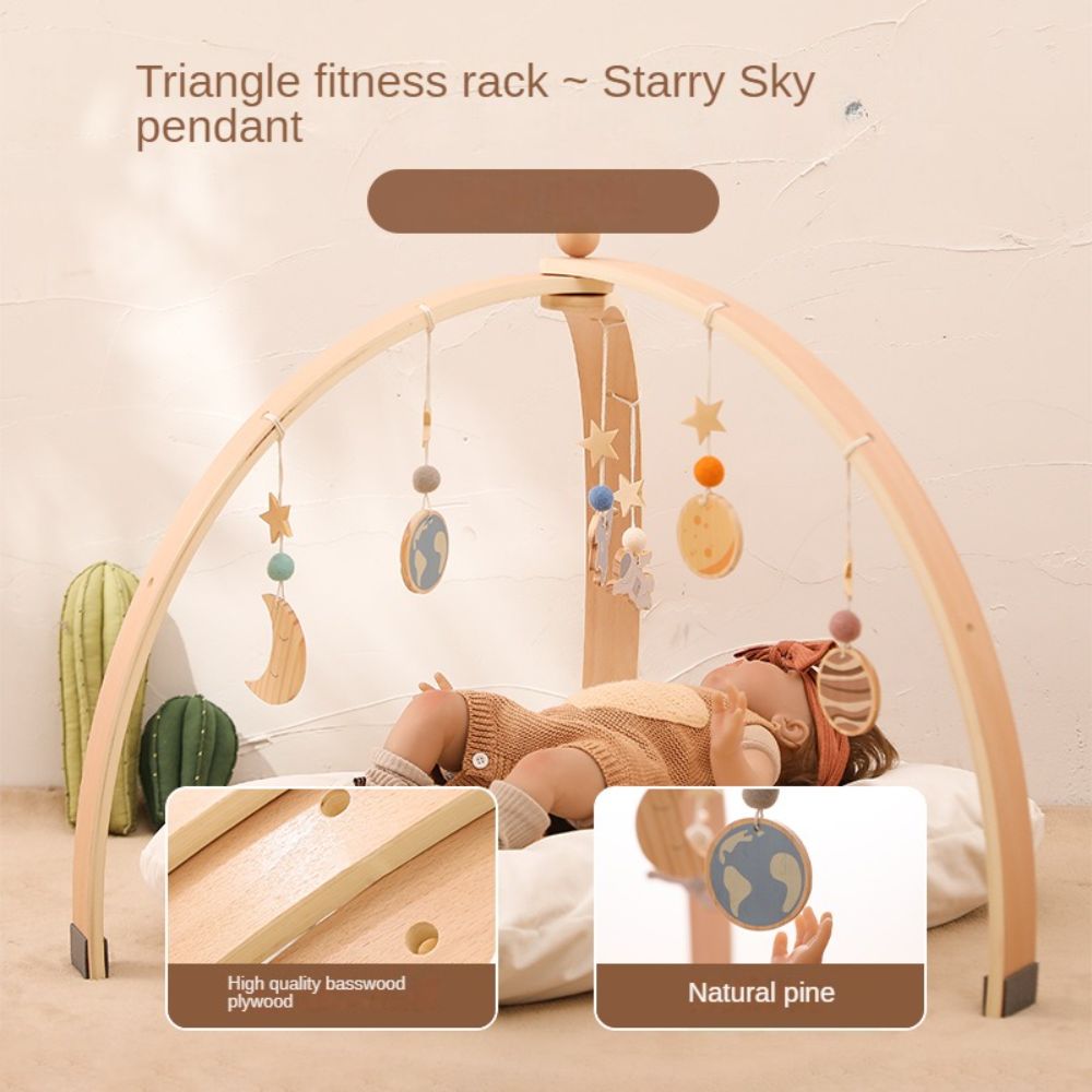 Baby Pendant Toys Pure Cotton Handmade Starry Sky Cloud Pendant Fitness Rack Pendant Natural Wood Safe