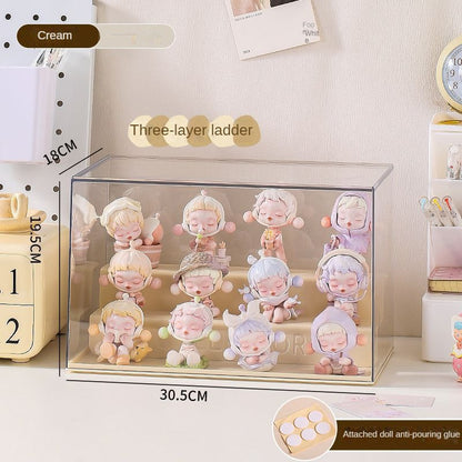 3 Layered Display Cabinet Transparent Box Detachable Partition  Molly Box Blind Box Storage Dustproof Acrylic Dustproof