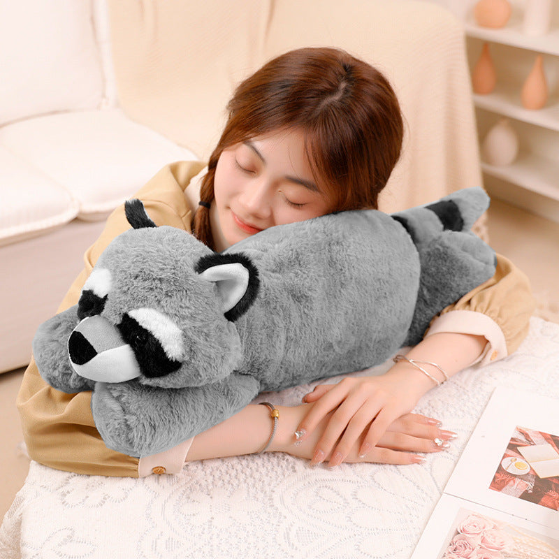 Animal Plush Toy Kids Toy Soft Crocodile Fluffy Toys Lying Pillow Stuffed Toys Backrest Sleeping Doll Racoon Sleeping Doll