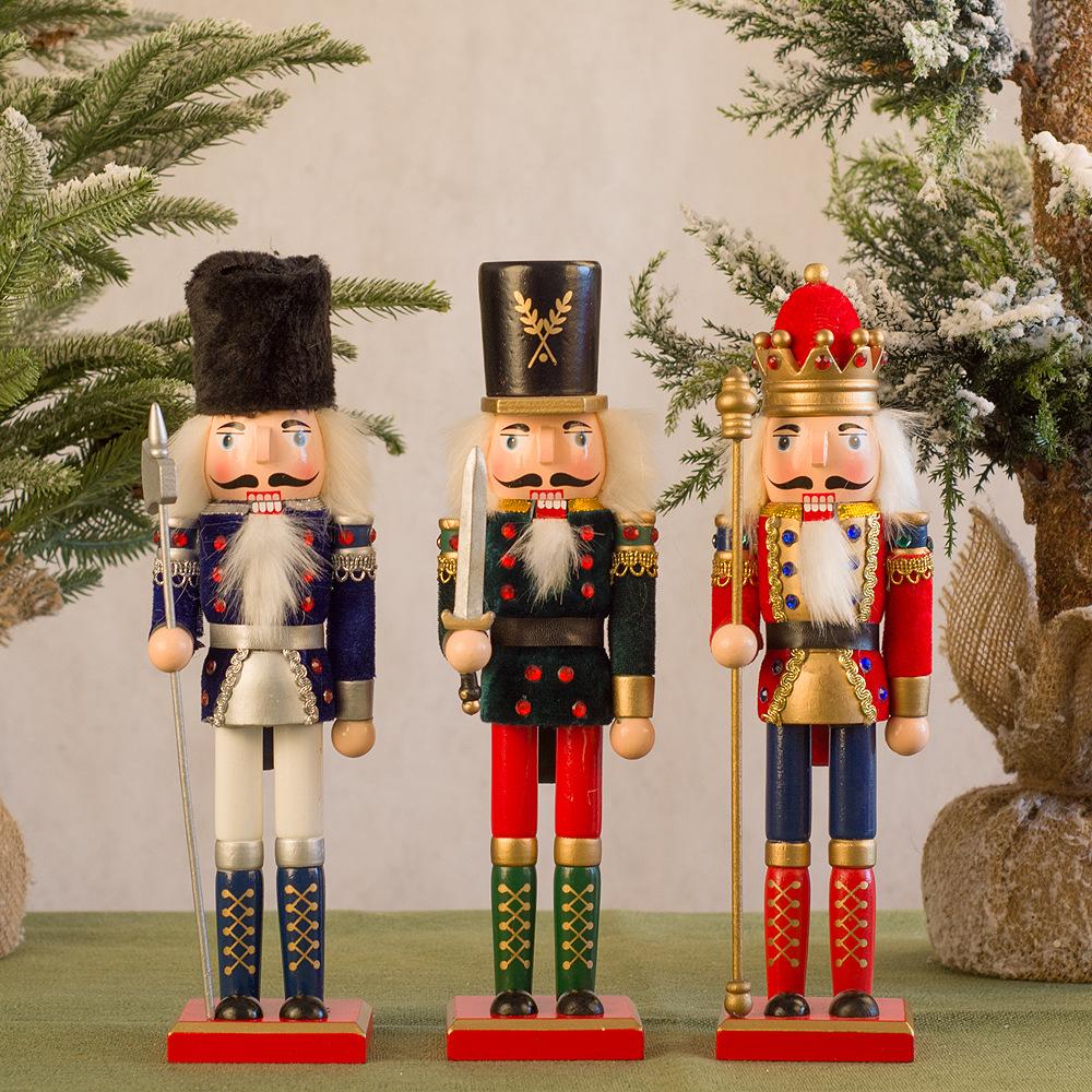 30cm Large Painted Christmas Holiday Wooden Nutcracker Soldier Xmas Gifts Nutcracker Puppet Soldier Creative decoration