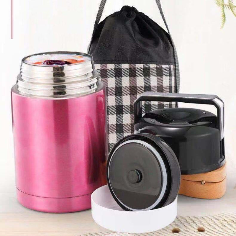 Large Capacity Thermal Lunch Box Portable Double Stainless Steel Food Soup Container Double Stainless Steel304 Leakproof