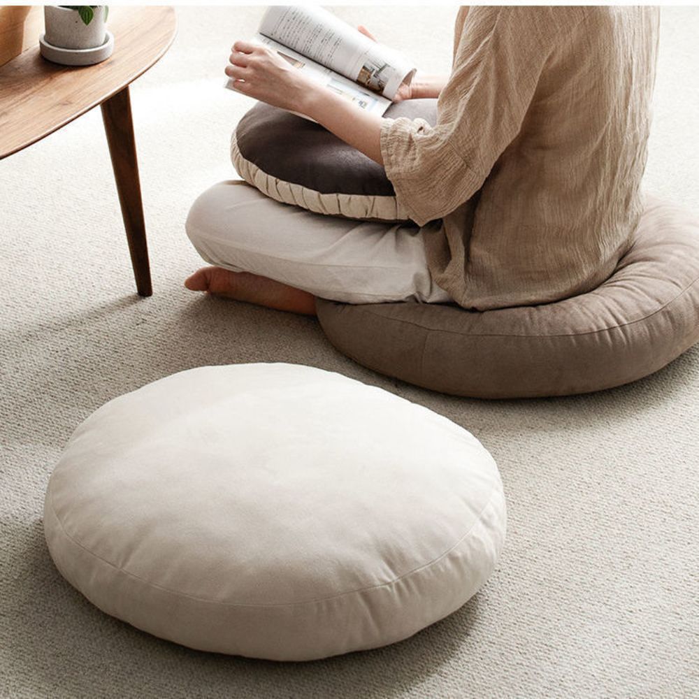 Japanese Style Cushion Simple Fashion Solid Color Soft Cushion Round Pillow Sofa Bed Cushion Home Office by Waist