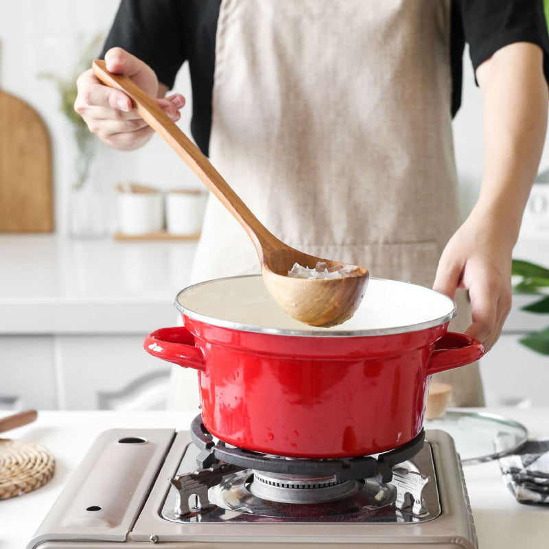 6-Piece Teak Wood Kitchen Utensil Set – Wooden Spatula & Cooking Tools, Durable Natural Cooking Utensils for Kitchen Use
