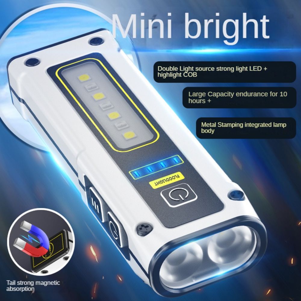 7 Mode Mini Multifunctional Dual Lamp Handheld Flashlights/ USB Charging Flashing Light,Lamp/ With Charging Treasure