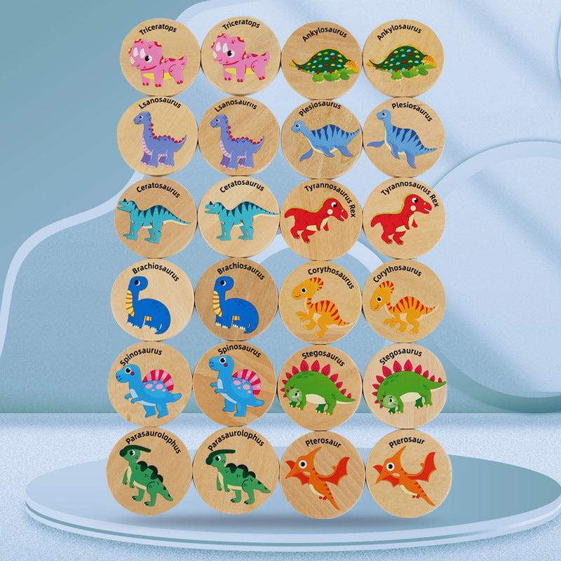Children Wooden Toy Memory Find The Same Dinosaur Matching Jigsaw Puzzle Game Montessori Baby Educational Toys For Kids
