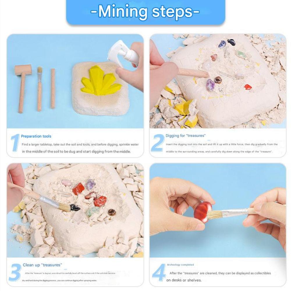 Gem Digging Kit for Kids, Gemstone Dig Kit, Gem Mining Tools, Excavate 15 PCS Gemstones, Educational Science Toy Gift