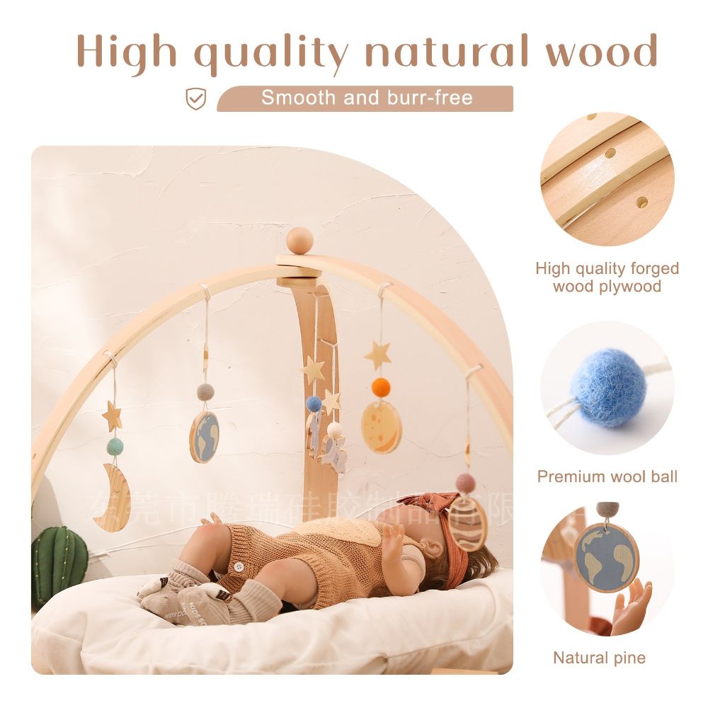 Baby Pendant Toys Pure Cotton Handmade Starry Sky Cloud Pendant Fitness Rack Pendant Natural Wood Safe