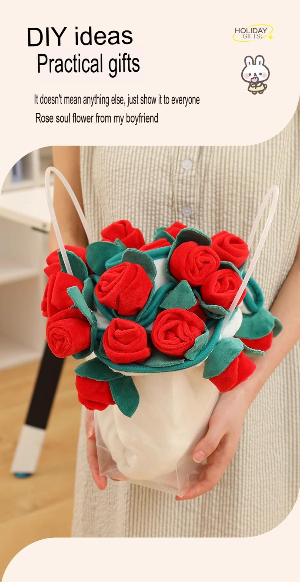 Woven Rose Flower Blanket Crochet Sofa Blanket Handmade Flower Bouquet Creative Teacher's Day Gift For Her