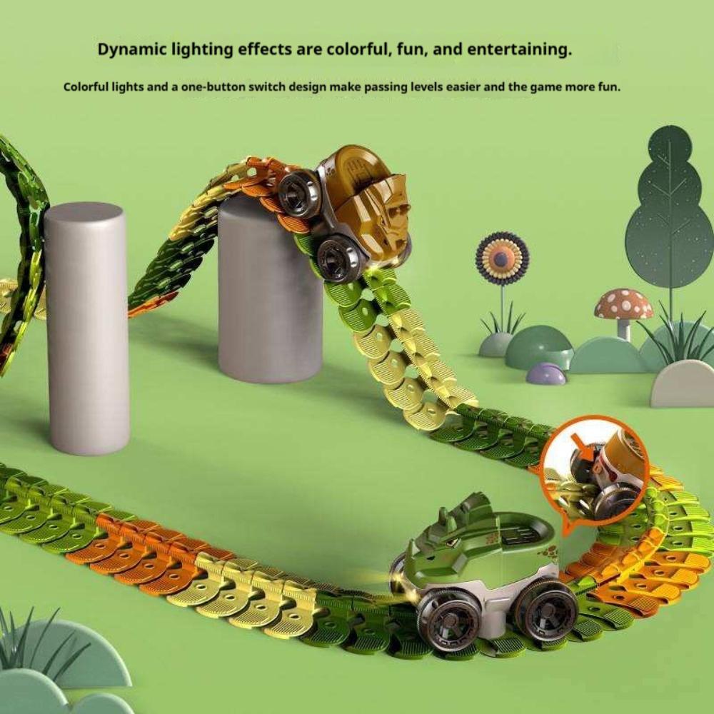 Kids Electric Rail Cars Toy Dinosaur Anti-Gravity Railcar DIY Assemble Small Train Track Puzzle Toy Dinosaur toy car
