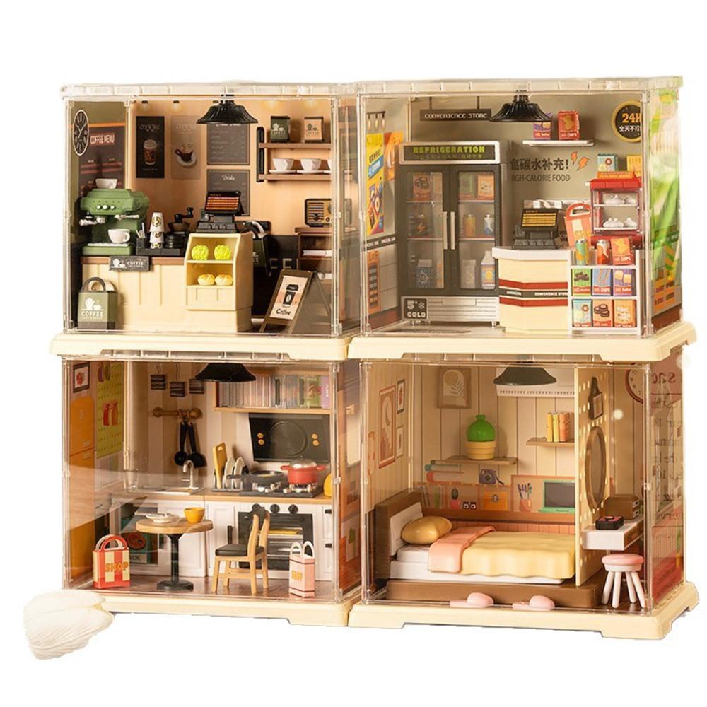 DIY Miniature House Kit, Tiny House Kit with Furniture and LED Light, Mini Blocks Model Kit Sets Dollhouse Gift