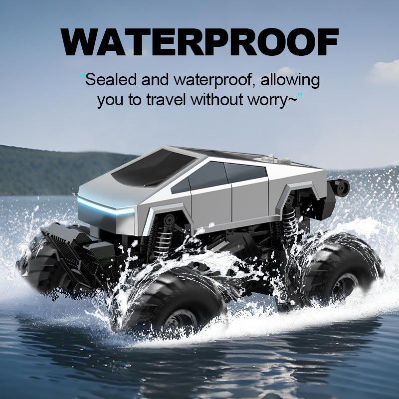Tesla Cybertruck Remote Control Amphibious Truck, 360° Spin Stunt RC Car, USB Rechargeable Off-Road Toy Gift for Kids