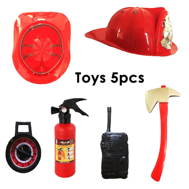 Boys Firefighter Cosplay Carnival Party Halloween School Performance Uniform Costume Jobs Role-play Fireman Fancy Toys