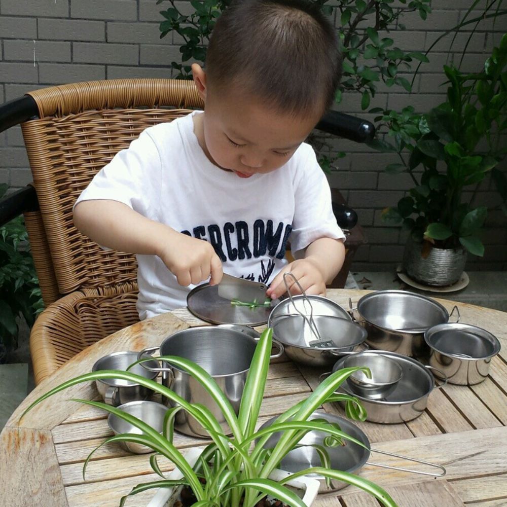 25PCS Pretend Play Kitchen Toys Cooking Tool Stainless Steel Kitchen Set Kitchen Accessories Toy for Kids Girls Boys