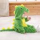 Cute Baby Romper One Piece Green Dinosaur Cartoon Animal Costume Boys Winter Clothes Flannel Soft Jumpsuit