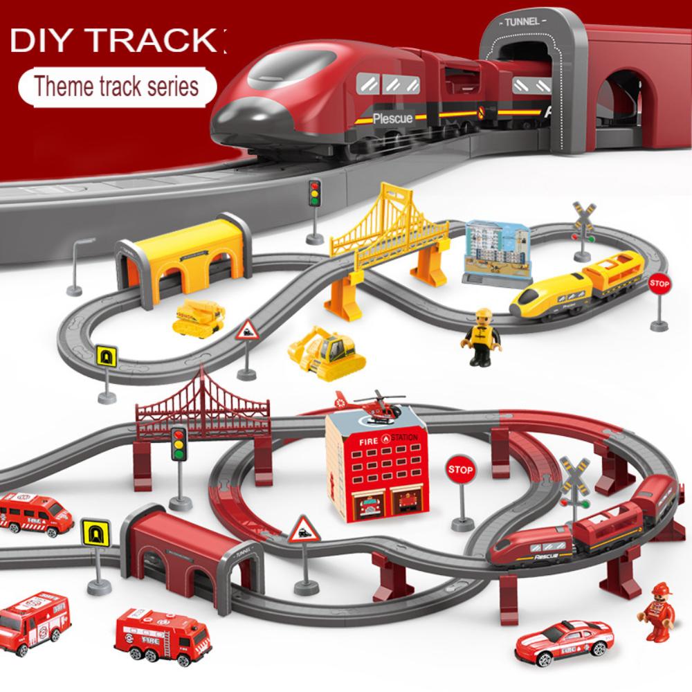 Train Set for Toddlers 92 Pcs Train Toys for Kids Ages 2-8 Electric Trains Set with Tracks (Magnetic Connection) railcar