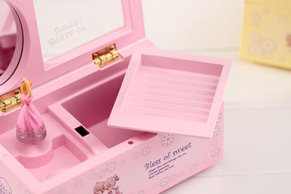 Musical Jewelry Box - Ballerina Kids Mirror Storage Music Case, Birthday Christmas Gift for Girls Kids