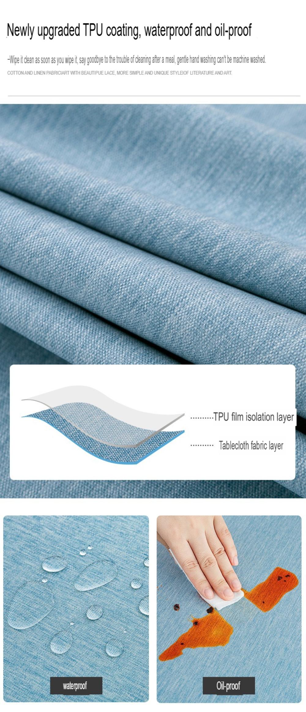 Large round table cloth fabric waterproof oil-proof wash free solid color advanced round table cloth table cloth