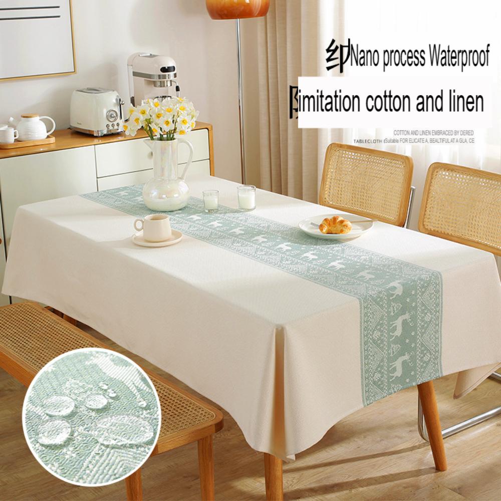 Cotton Linen Tablecloths Waterproof Tablecloth Rectangular Dining Table Cover Anti-oil Thickened Table Cloth Home Party