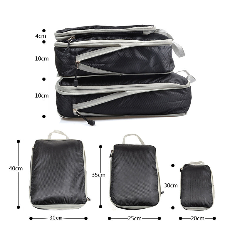 3 Packs Travel Compression Packing Cubes Set Zipper Nylon Portable Luggage Clothes Organizer Storage Bags