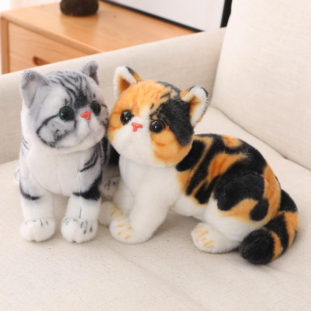 26cm Stuffed Lifelike Cats Plush Toy Simulation American Shorthair Cute Cat Doll Pet Toys Home Decor Gift For Girls Birthday