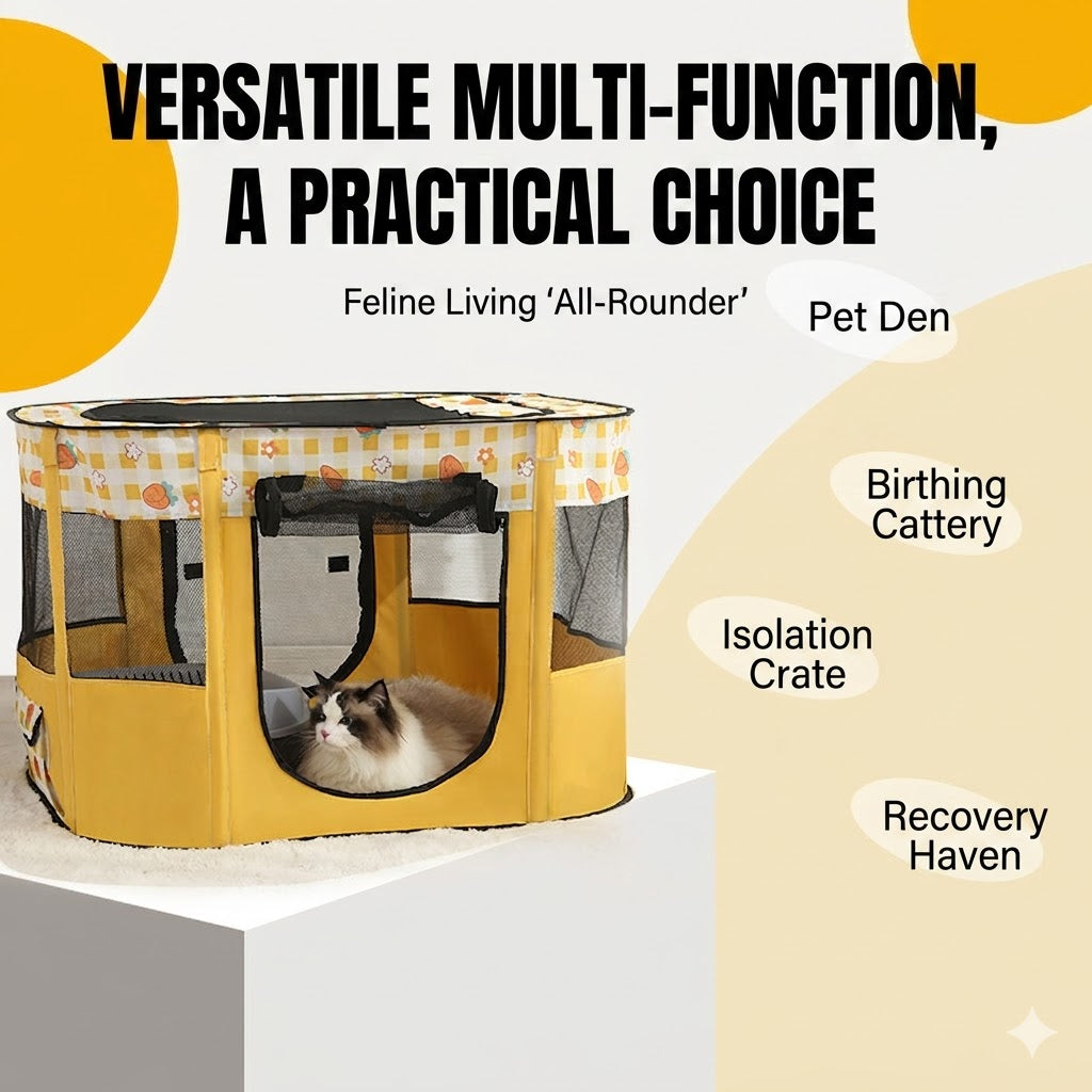 Portable Folding Cat Cage Tent House, Oxford Cloth Pet Enclosure, Indoor Outdoor Cat Delivery Room, Cat Kennel Playpen, Lightweight Travel Cat House