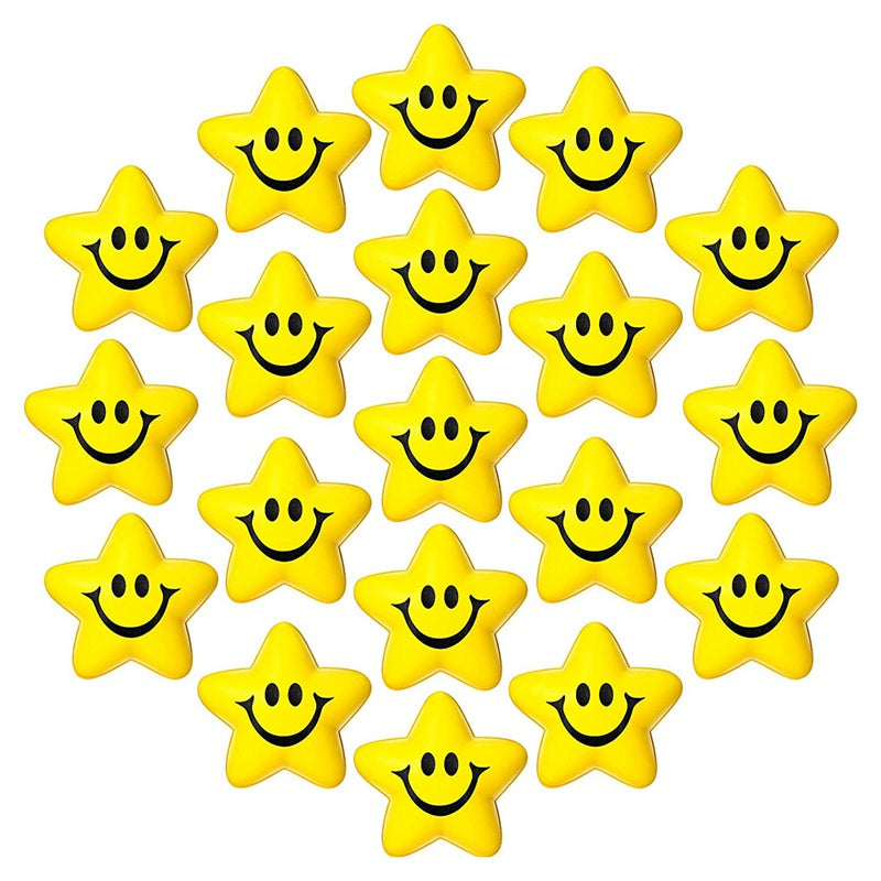 20 Pcs Star Mini Foam Smile Ball Smile Face Toys Mini Stress Relief Star Smile Balls