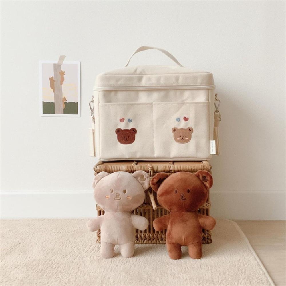 Korean style embroidery thermal bag trolley storage hanging bag Mommy bag cold bag baby out tote bag