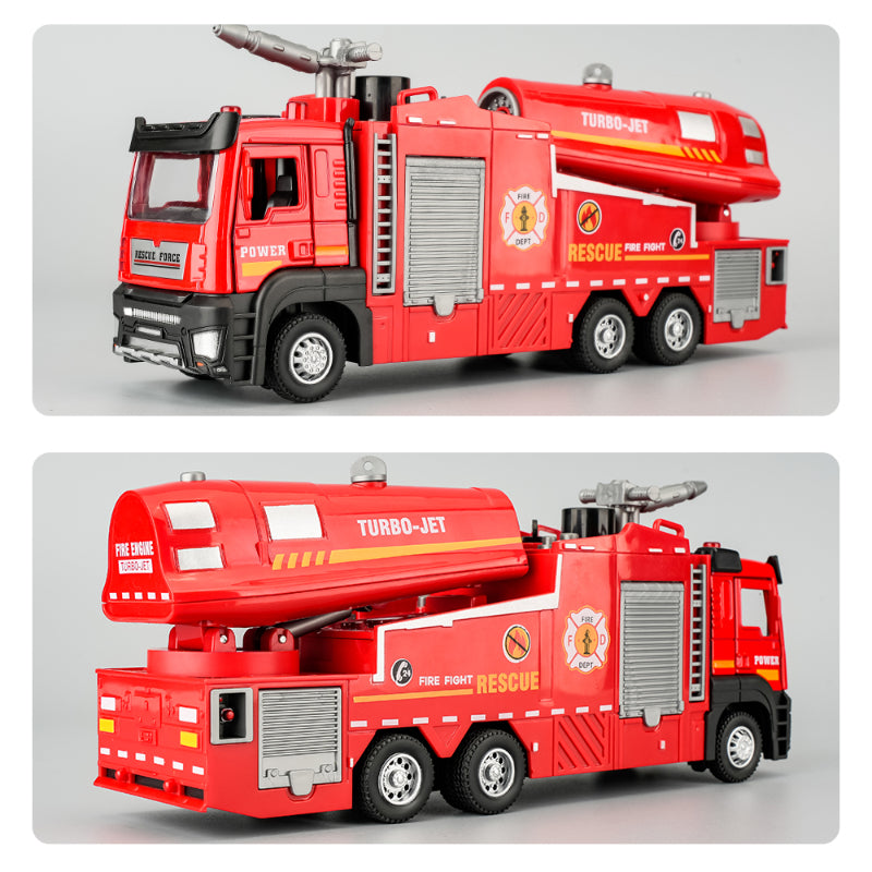 Kids Alloy Fire Truck Toy with Water Spray, Ladder Rescue Engineering Truck, Sprinkler Fire Engine Vehicle for Boys Gifts & Pretend Play