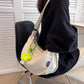 New Nylon Zipper Small Tote Dumpling Bag Student Literary One-shoulder Messenger Pocket Bag Flower Badge Not Included