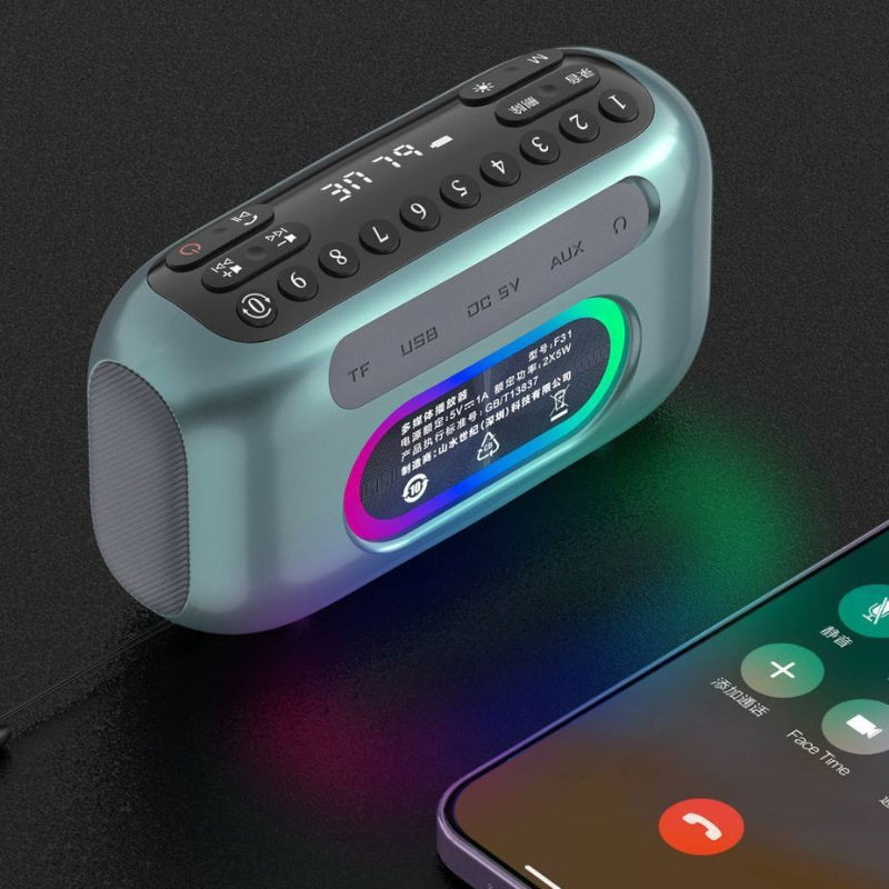 Mini Portable FM Radio Outdoor Heavy Bass Bluetooth Speaker Recorder with LED Display Wireless Handsfree TF USB MP3 Music Player