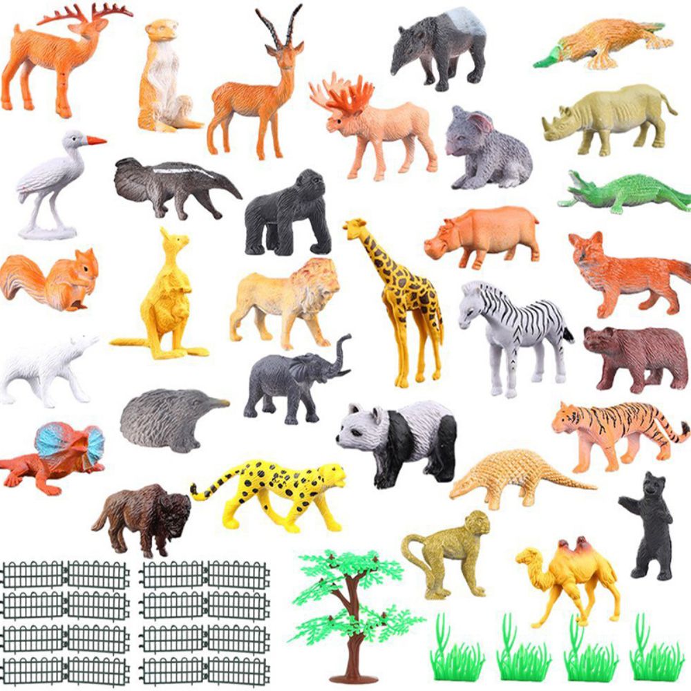 Mini Jungle Animal Toys Set, Realistic Wild Plastic Animals Learning Toys Farm Animals Great For Gifts