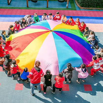 2M Diameter Outdoor Rainbow Umbrella Parachute Toy Jump-Sack Ballute Play Teamwork Game Toy For Kids Gift