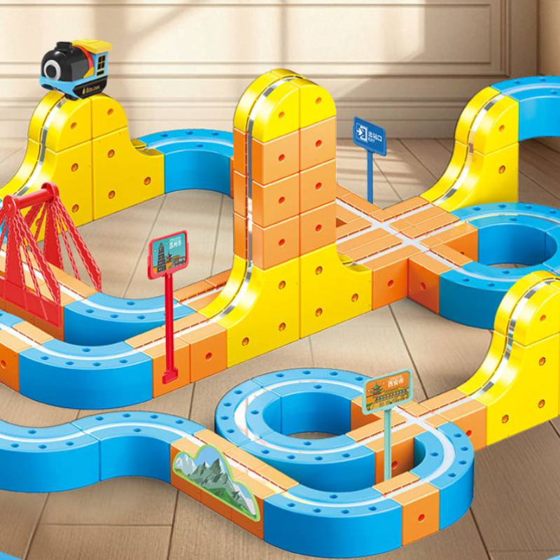 Magnetic Train Track Building Toys, DIY Electric Railway Set - 3D Educational STEM Toys for Kids, Creative Building Blocks, Birthday Gifts Ideas