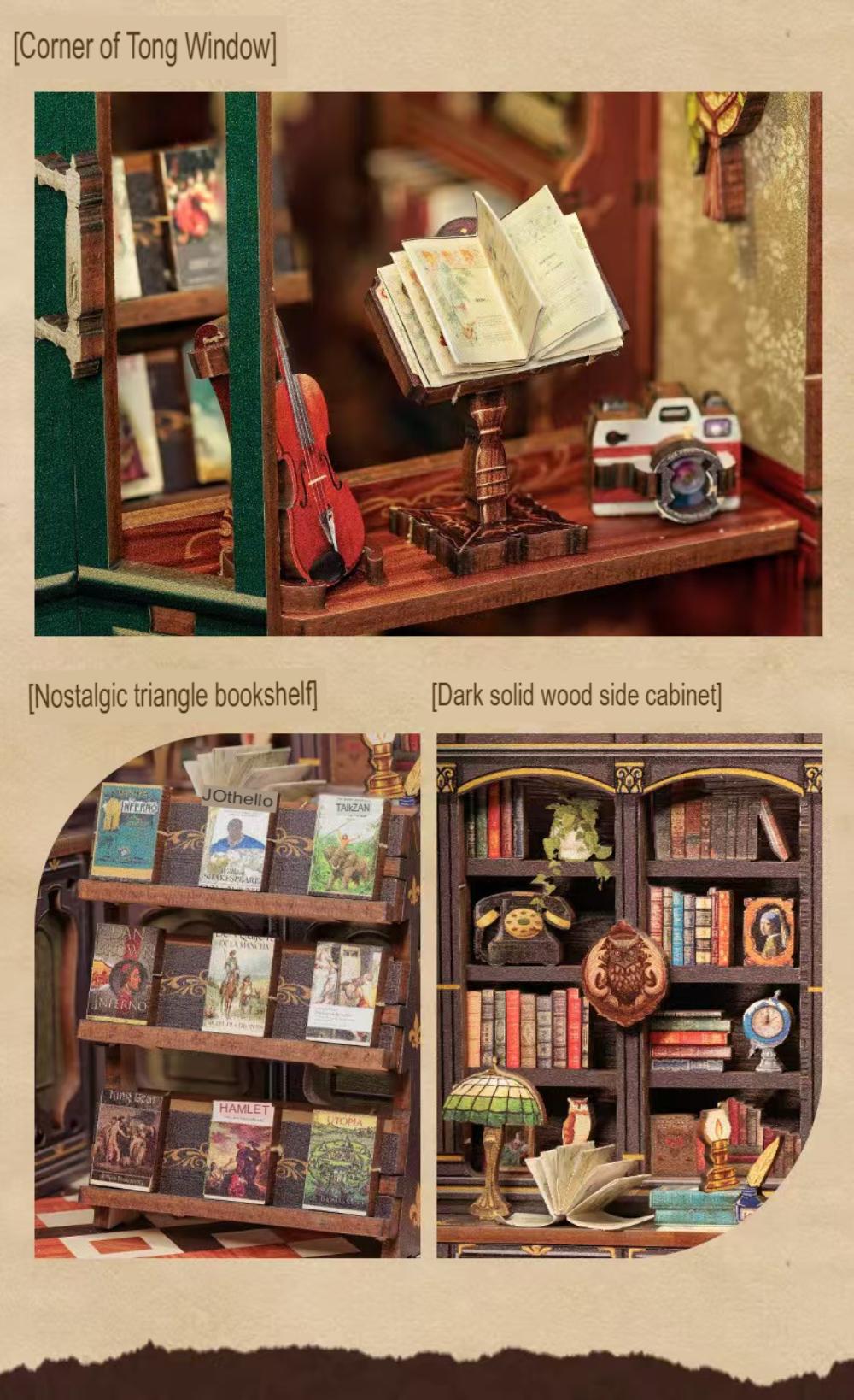 Book Nook DIY Doll House Retro Style Miniature House 3D Puzzle Toys Fun DIY For Kids And Adult Activity